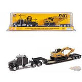 Miniatura Tractor  Excavadora Kenworth T880s SBFS 40in  Trailer and Cat 320D L Excavator 1.87 1.87 Cat DM-84420