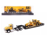 DM-84414 Miniatura Tractor Motoniveladora Cat CT660 Day Cab Tractor with Trailer and Cat 163H Motor Grader 1.87