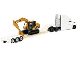 Adorno plataforma con excavadora 1:87 White Peterbilt 579 - Cat 315C Excavator C16  Cat DM-84423