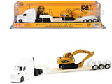 Adorno plataforma con excavadora 1:87 White Peterbilt 579 - Cat 315C Excavator C16  Cat DM-84423