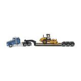 Adorno plataforma con Maquina Rodillo 1:87 Blue Kenworth T880 - Cat Padfoot Roller C16  Cat DM-84424