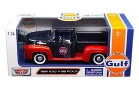 Auto Ford F-100 Pickup with Gulf Livery 1956 blue with red 1:24 Motormax