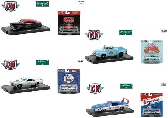 AUTO 1956 FORD,1968 PONTIAC,1949 MERCURY,1969 DODGE Surtido 1:64 M2-11228-91 H