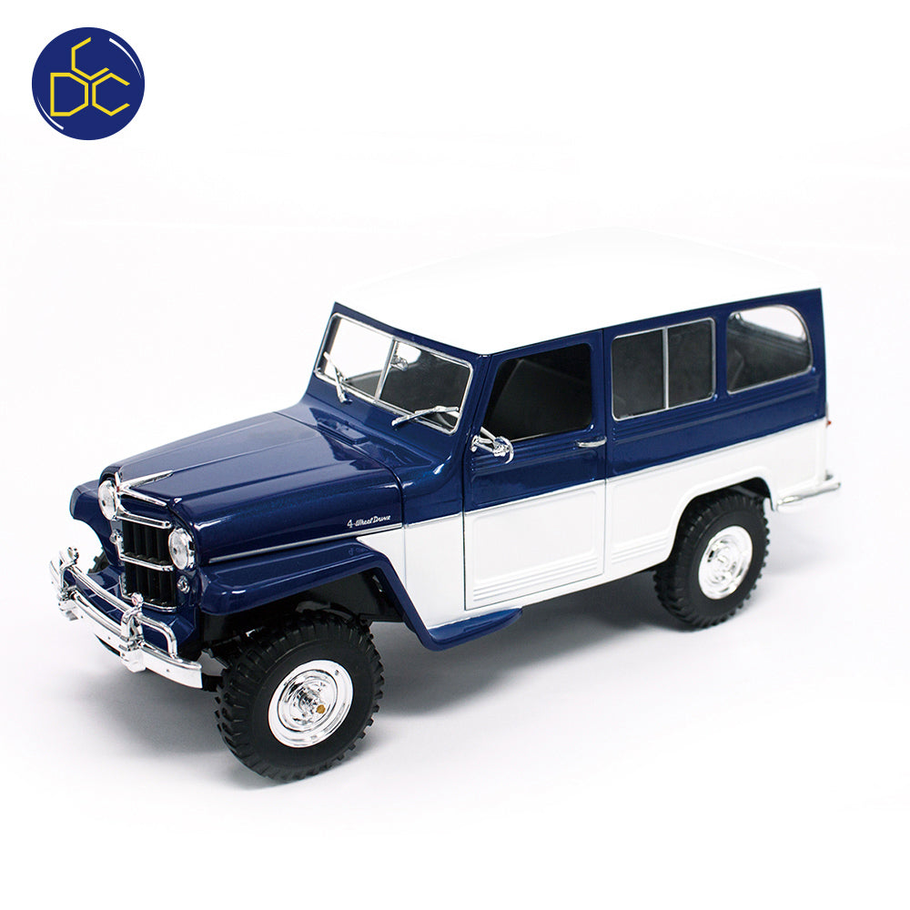 AUTO 1:18 1955 WILLYS JEEP STATION WAGON AZUL-VINO ROAD LUCKY