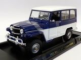 AUTO 1:18 1955 WILLYS JEEP STATION WAGON AZUL-VINO ROAD LUCKY DIECAST LD- 92858